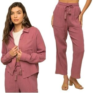 Gilli-2 PC 100% Cotton Boho Textured Pants Set